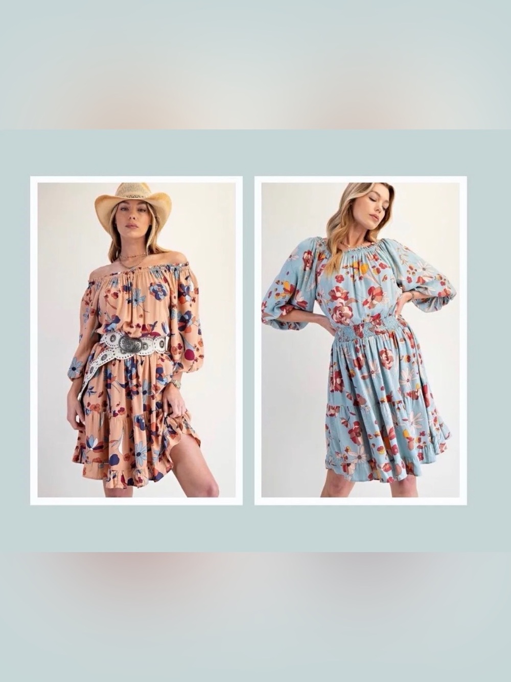 New easel floral dress small medium large no belt included peach or blue